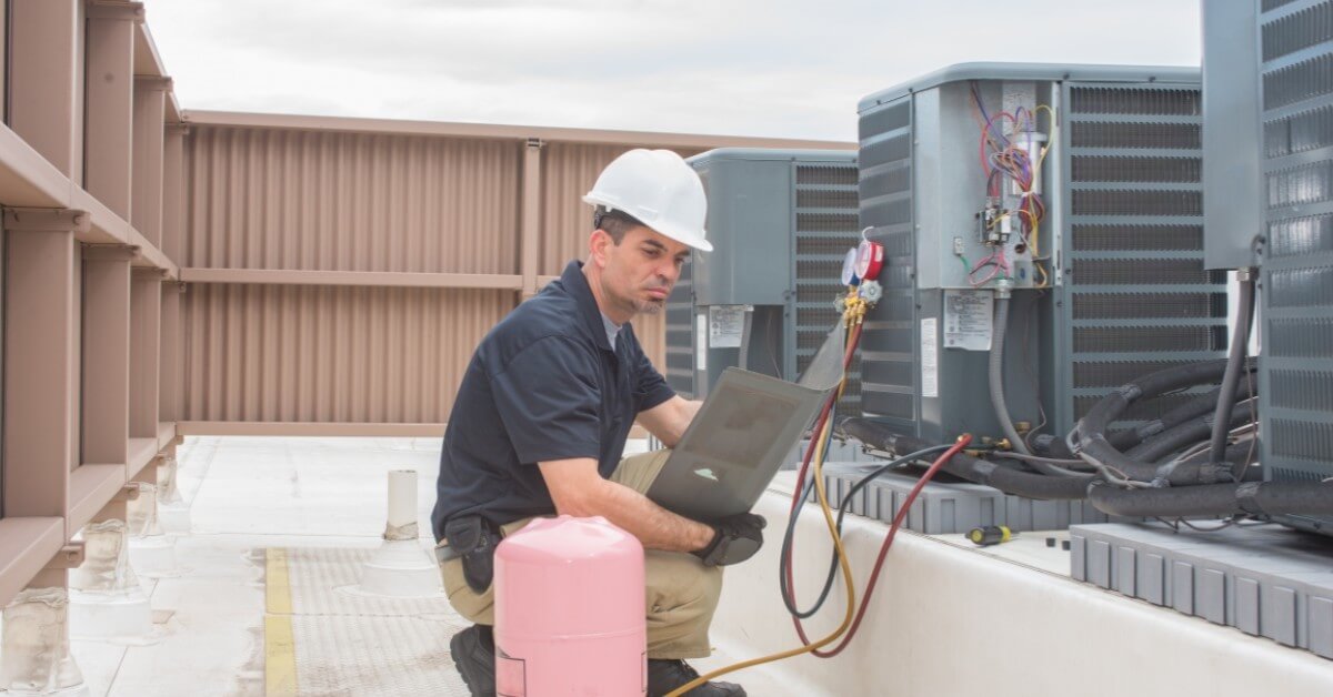 An HVAC professional providing a service